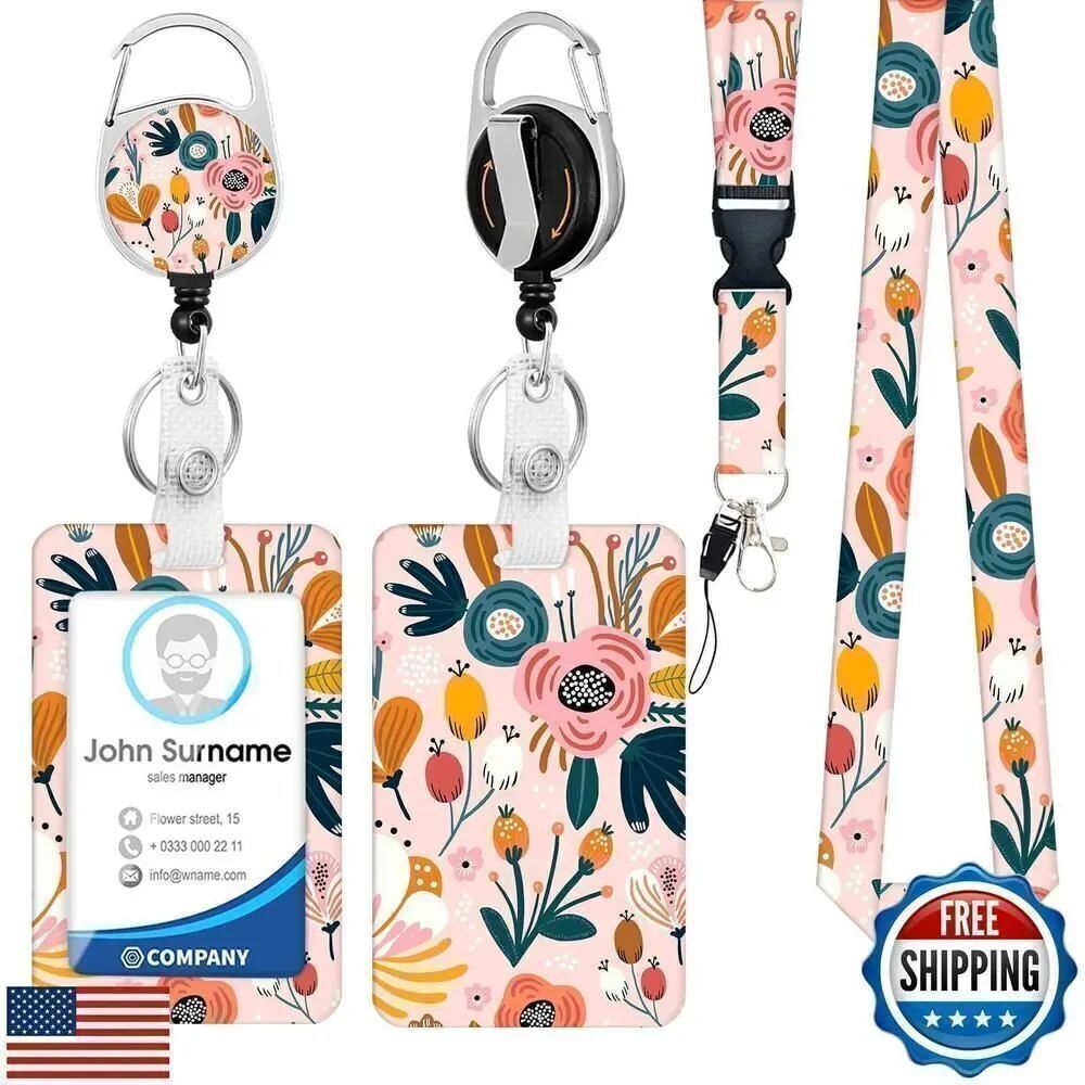 ID Badge Holder with Lanyard, Retractable Badge Reel